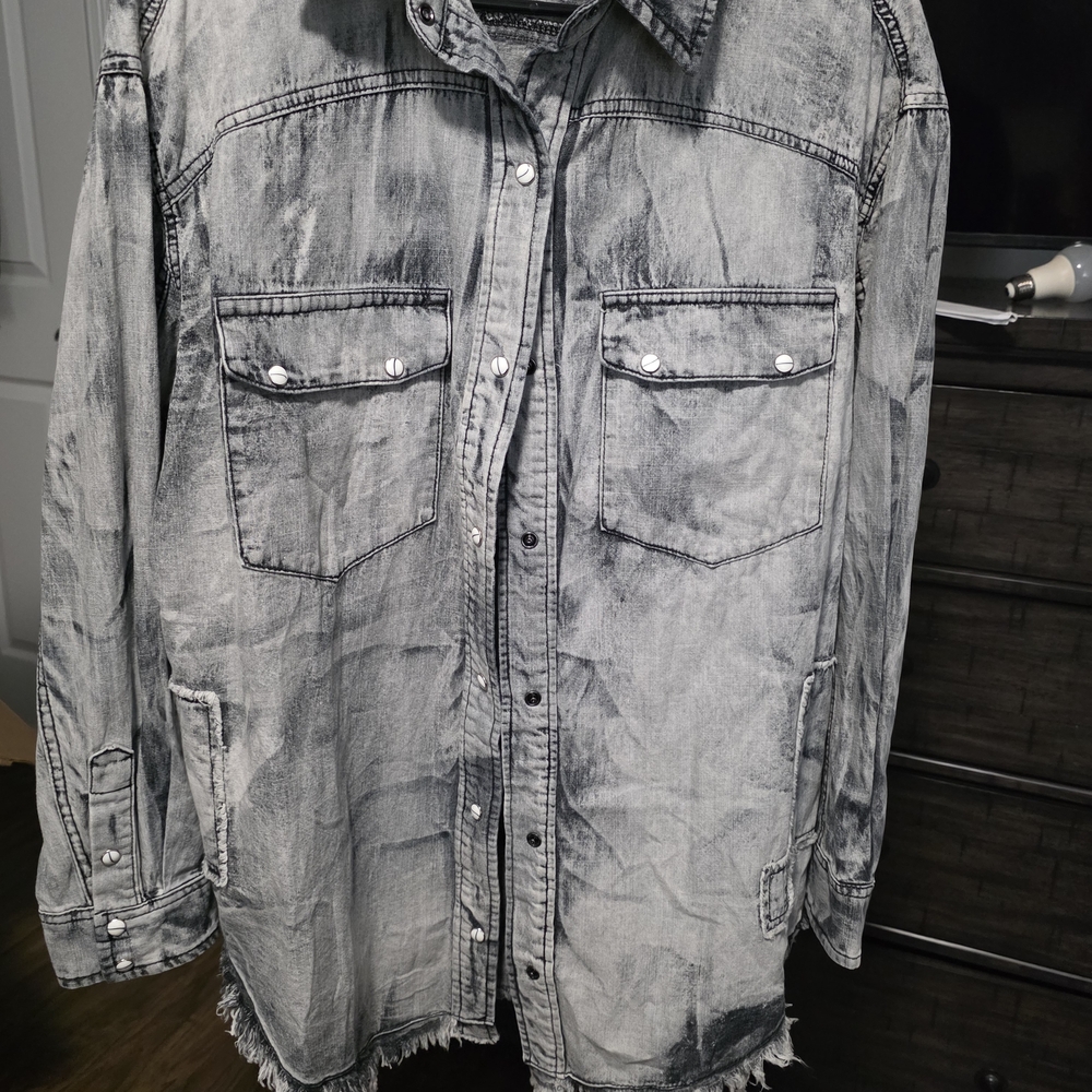 Oli & Hali Washed Gray Denim Top